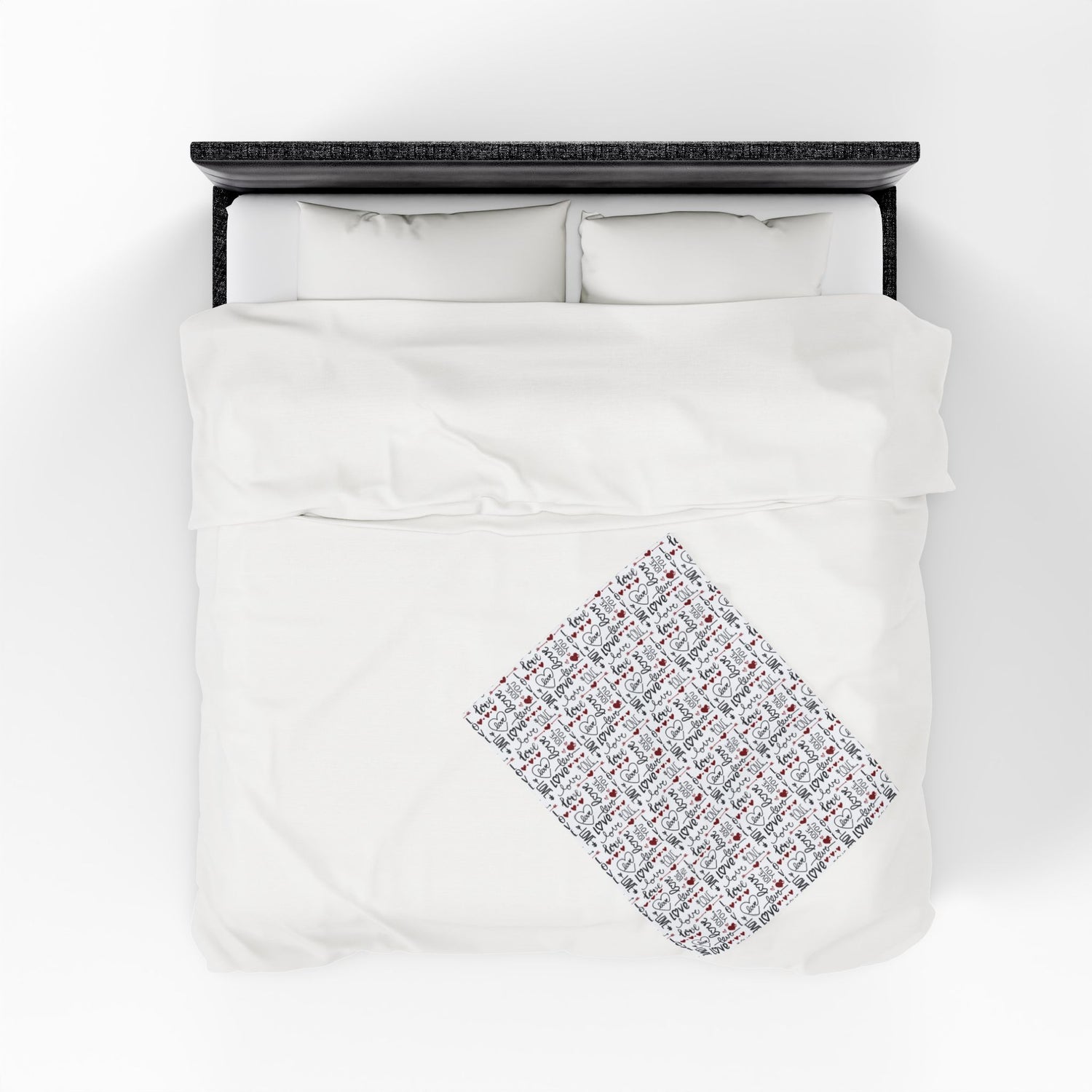 Cozy Love Print Velveteen Blanket - Valentine's Day Gift, Soft Luxury, Home Decor, Bedspread, Snuggle Throw