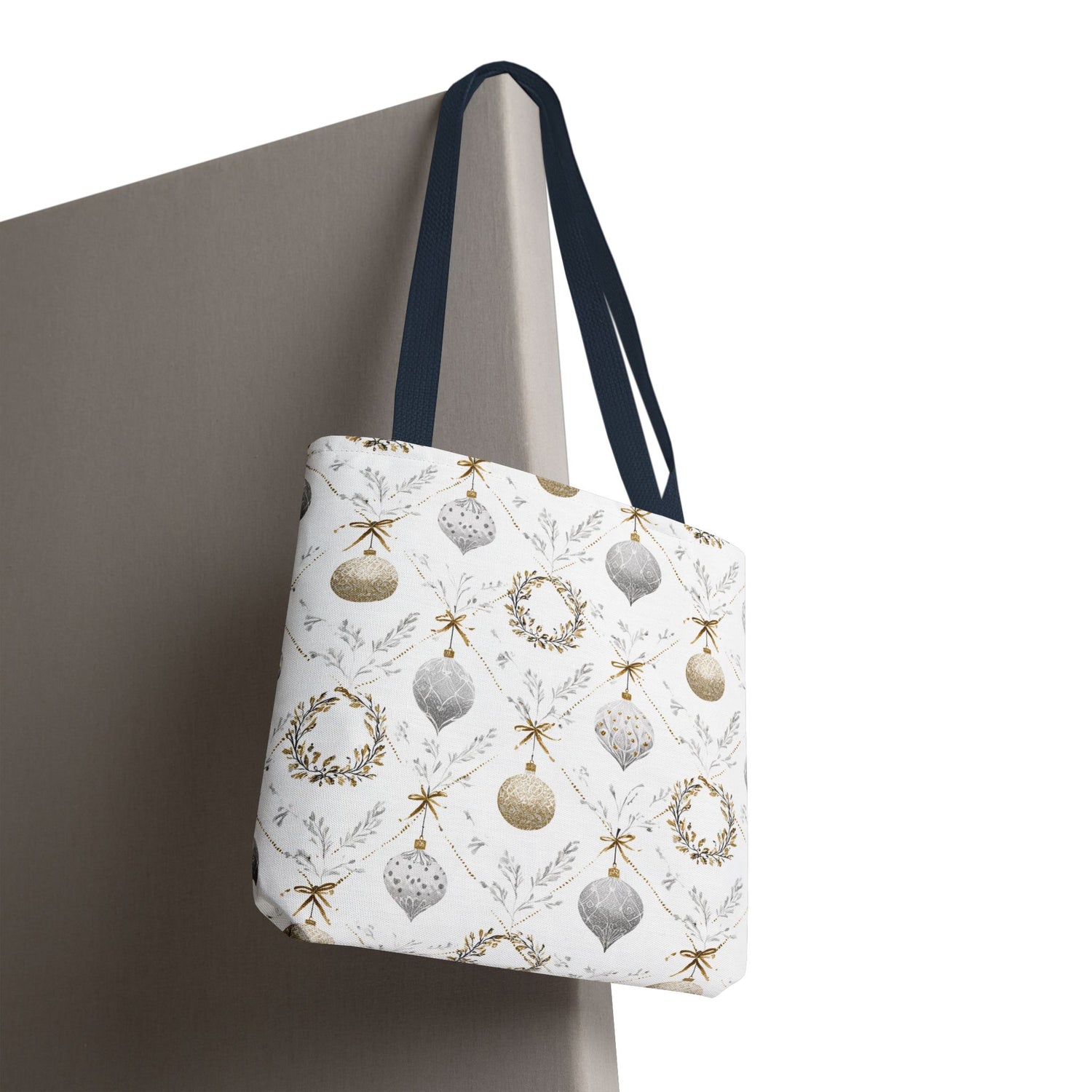 Elegant Christmas Tote Bag- Gold Silver Ornaments