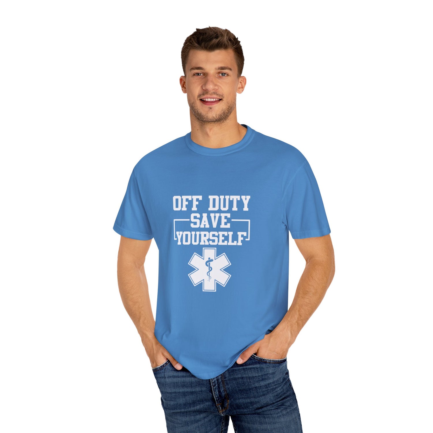 Unisex Off Duty T-Shirt, EMS Gift, First Responder Tee, Paramedic Humor Shirt, Casual Wear, Emergency Services Apparel