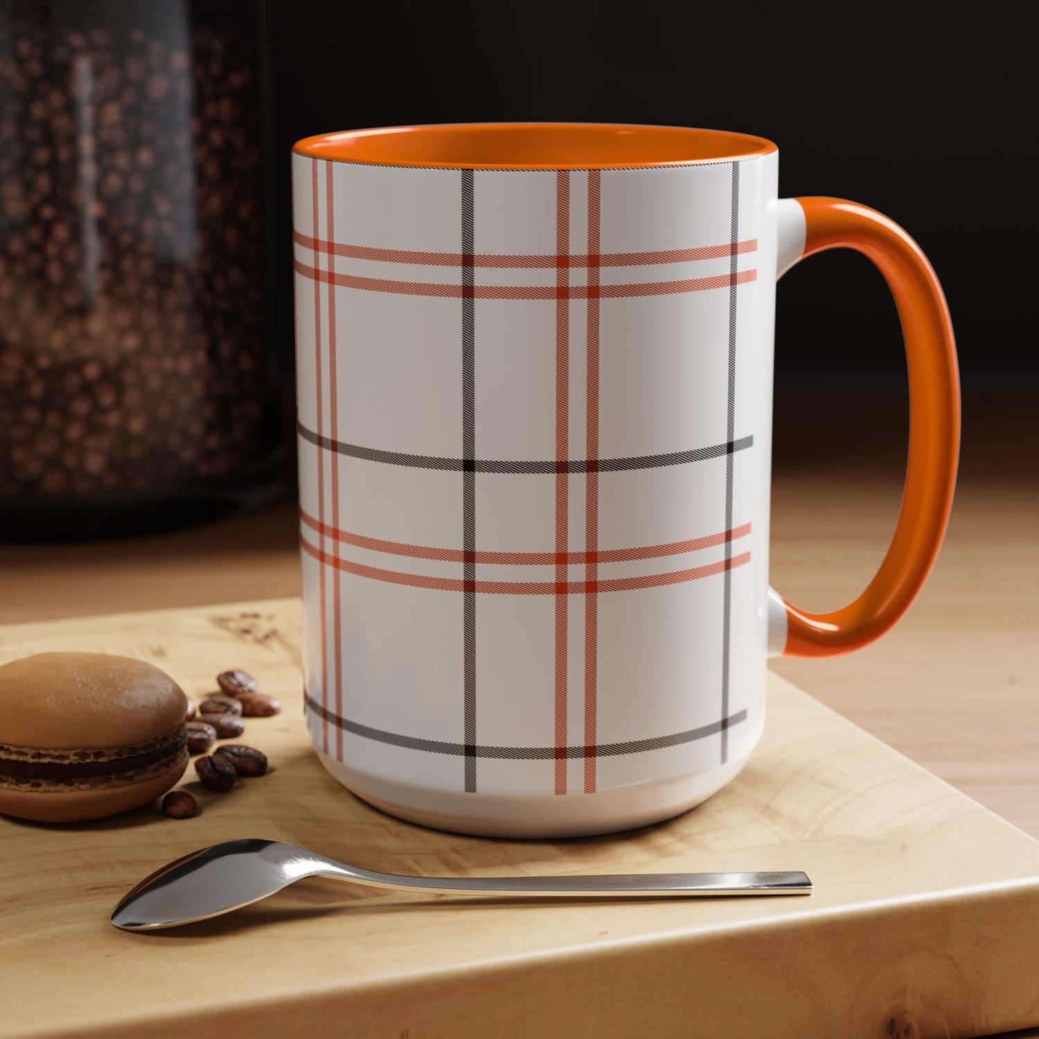Plaid Accent Coffee Mug | Cozy Vibes, Perfect Gift for Coffee Lovers, Home Decor, Fall and Winter Celebrations, Kitchen Essentials