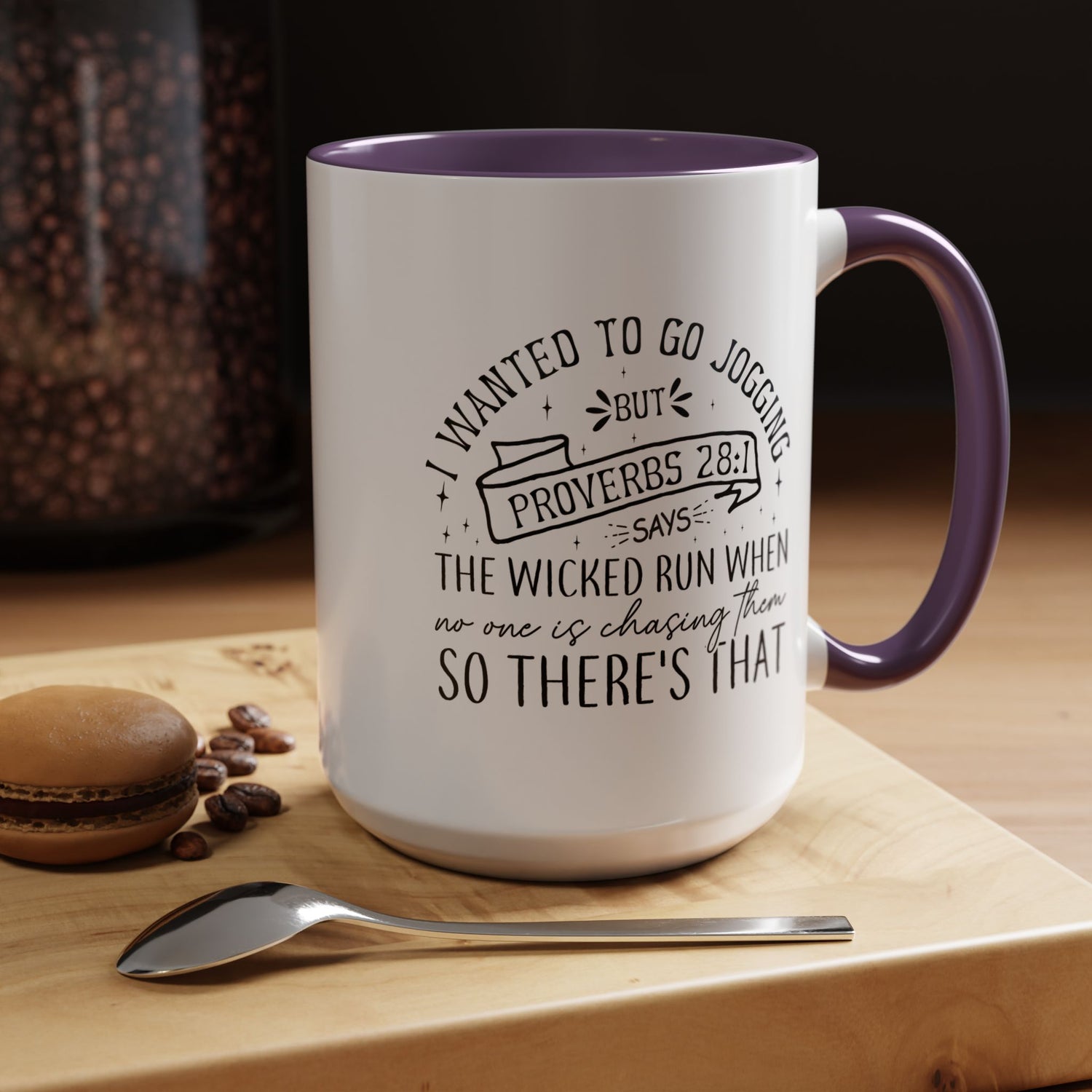 Inspirational Coffee Mug for Christian Joggers, Proverbs 28:1 Quote Mug, Funny Workout Gift, Motivational Drinkware, Exercise Humor