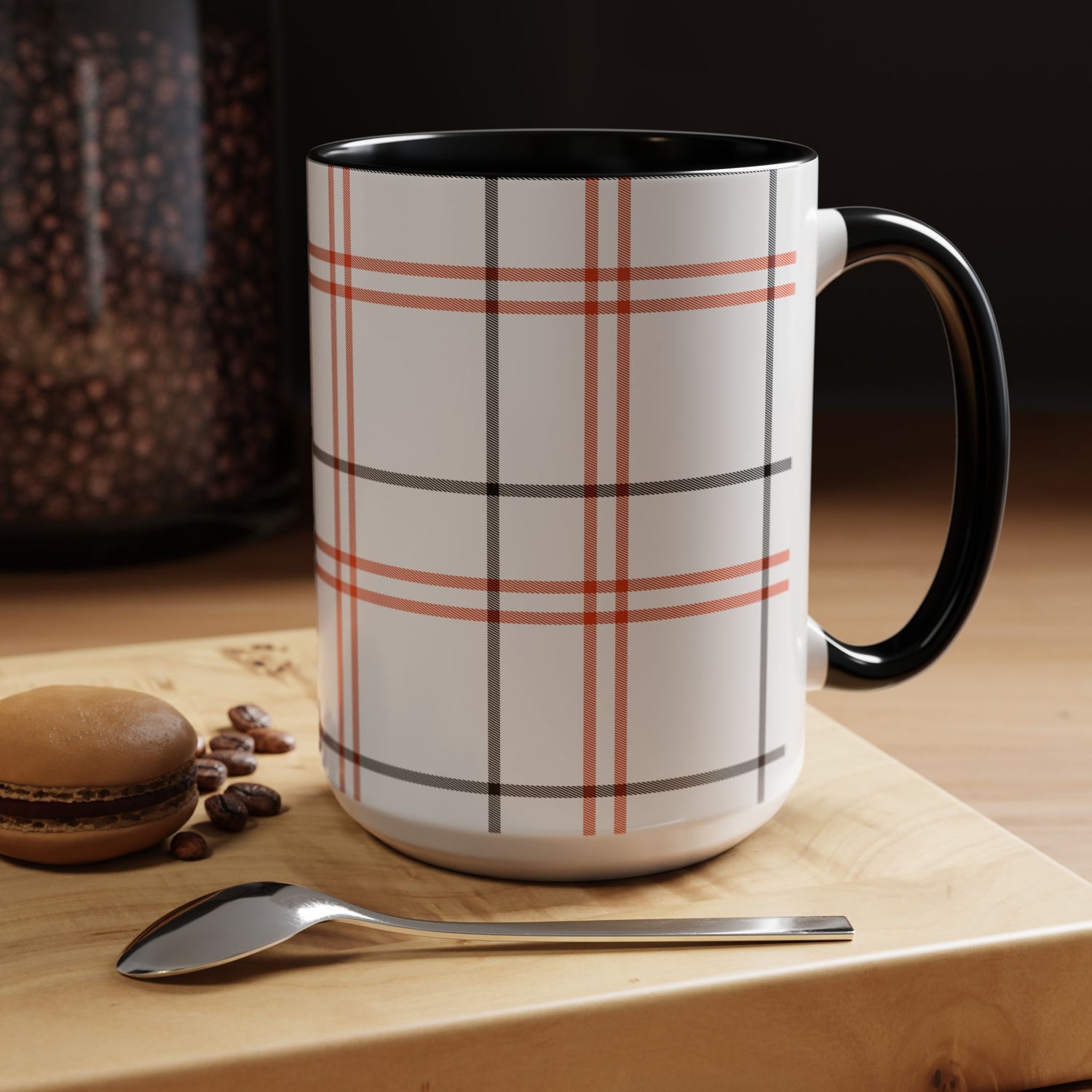 Plaid Accent Coffee Mug | Cozy Vibes, Perfect Gift for Coffee Lovers, Home Decor, Fall and Winter Celebrations, Kitchen Essentials