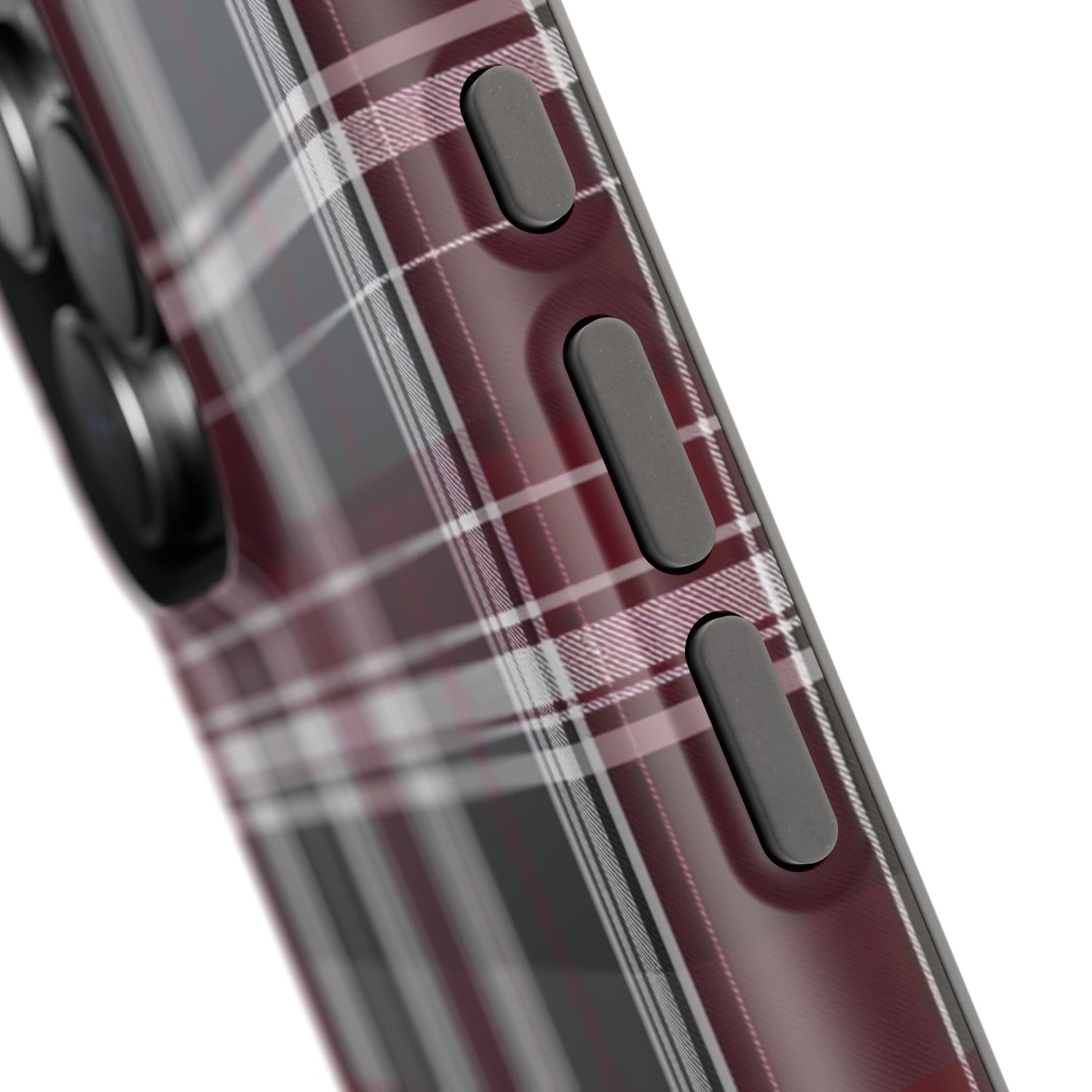 Stylish Plaid Impact-Resistant Phone Cases- Maroon Grey Plaid