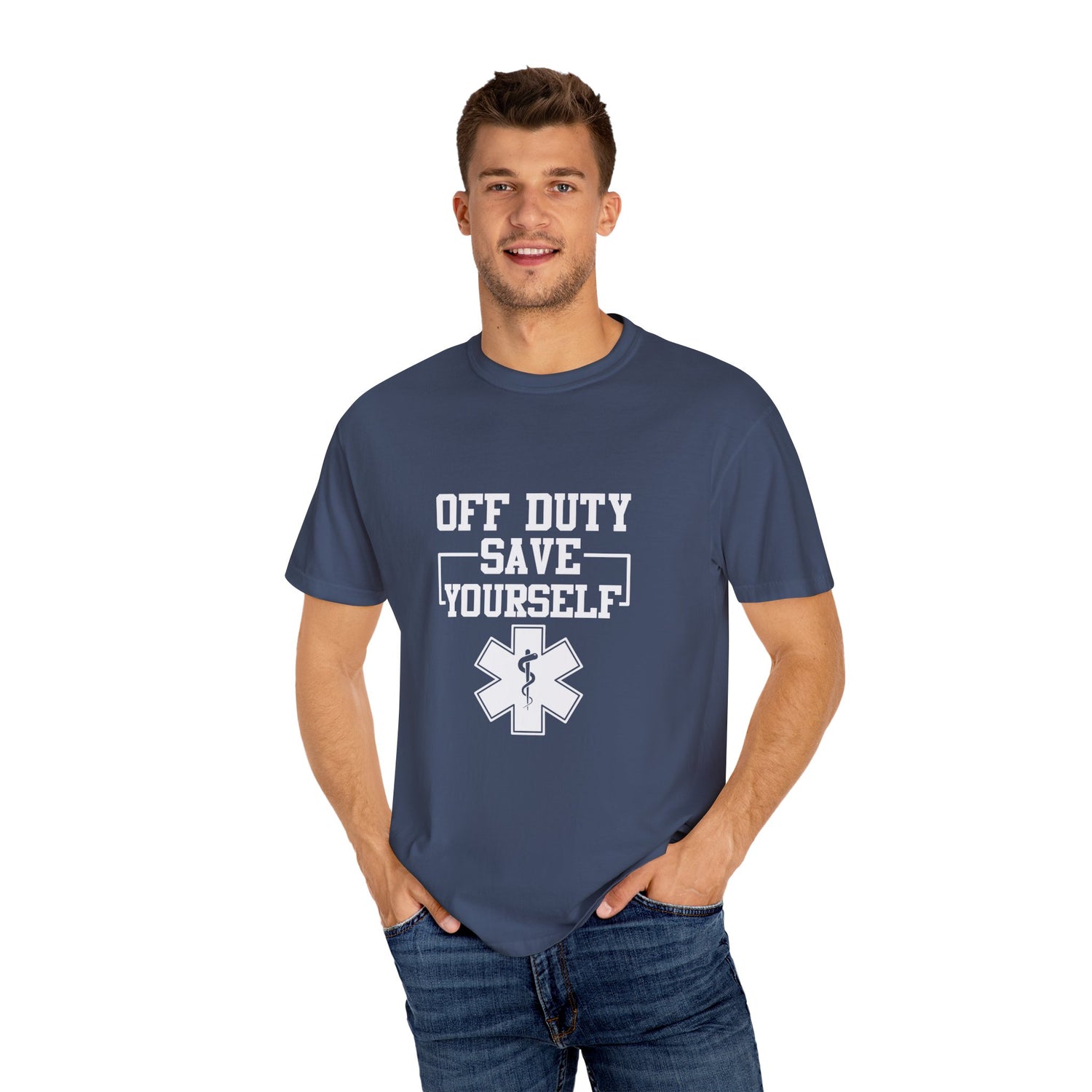 Unisex Off Duty T-Shirt, EMS Gift, First Responder Tee, Paramedic Humor Shirt, Casual Wear, Emergency Services Apparel