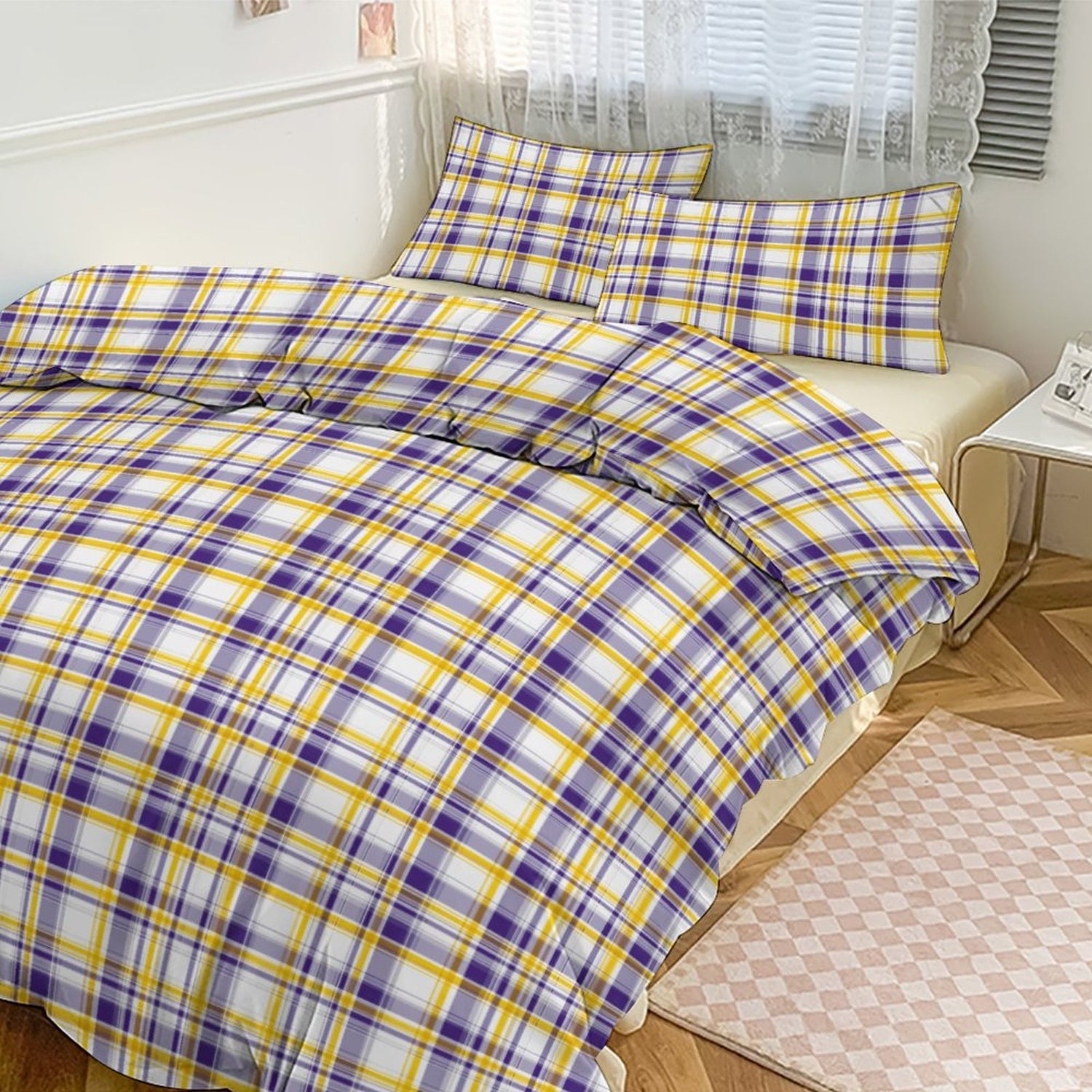 Tiger Plaid 3-Piece Reversible Duvet Cover & Pillow Sham Set – Twin