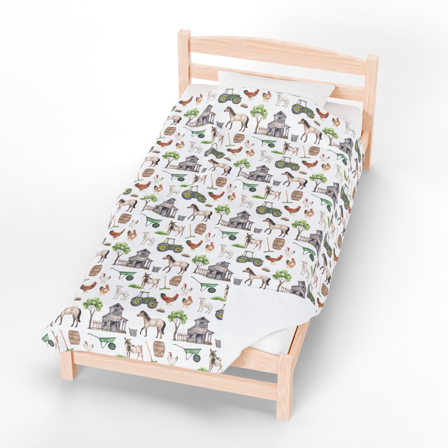 Cozy Farmhouse Velveteen Plush Blanket, Farm Animal Decor, Soft Throw for Kids, Farmhouse Gift, Nursery Bedding