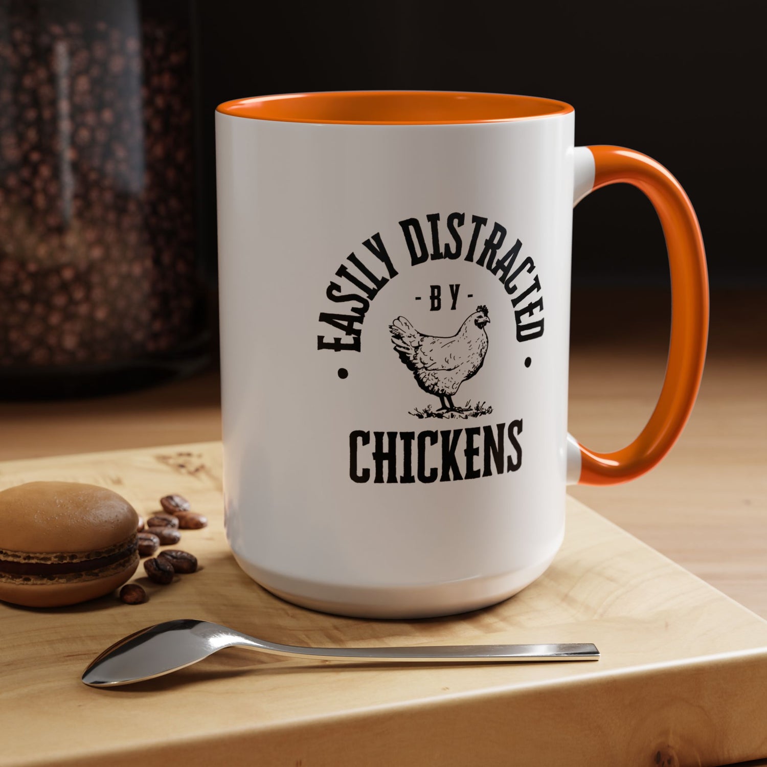 Funny Mug/Chicken Lover/Funny Gift/Gifts under 20/Accent Coffee Mug, 11oz "Easily Distracted By Chickens"