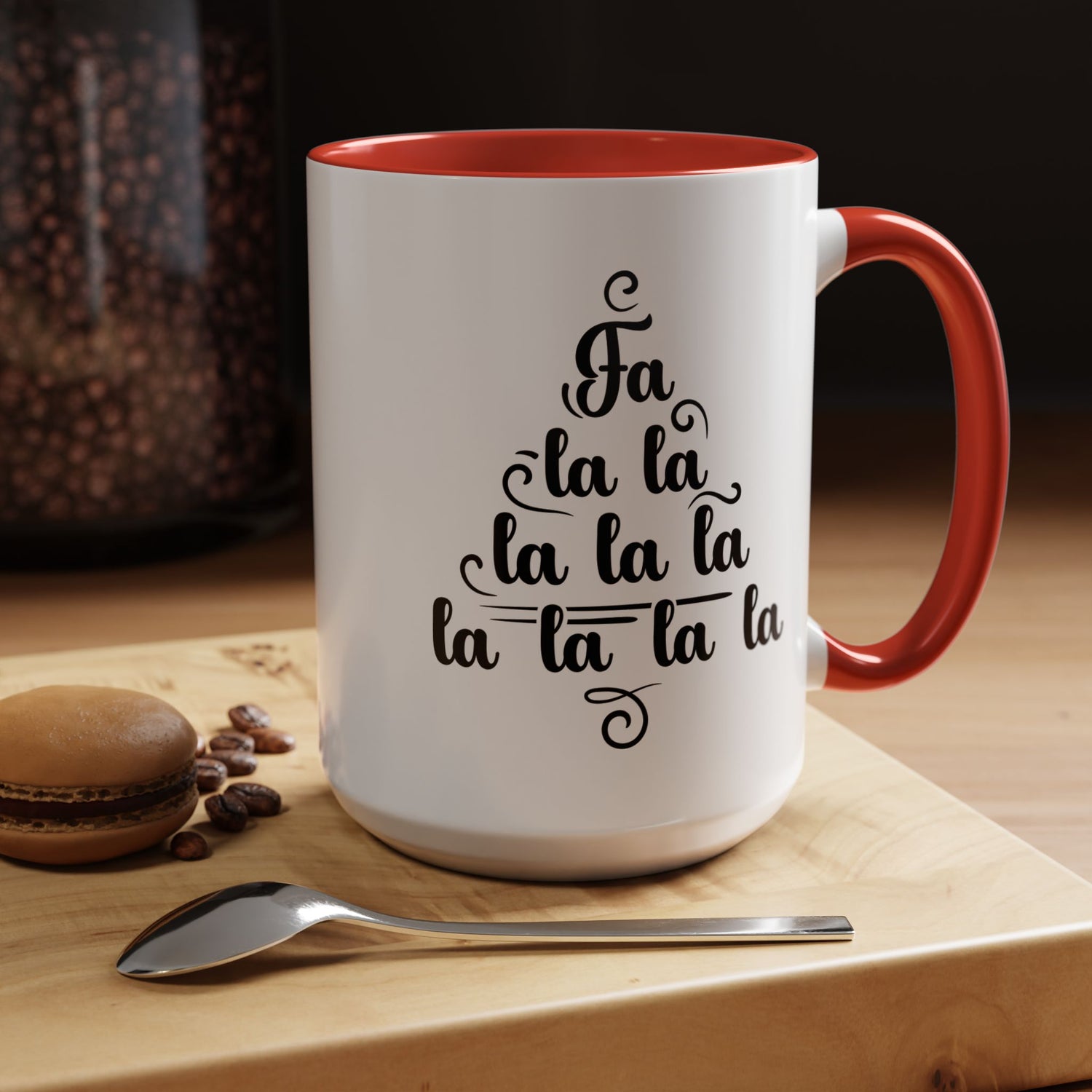 Coffee Mug (11, 15oz) - Fa La La Christmas Holiday Ceramic Cup Decor
