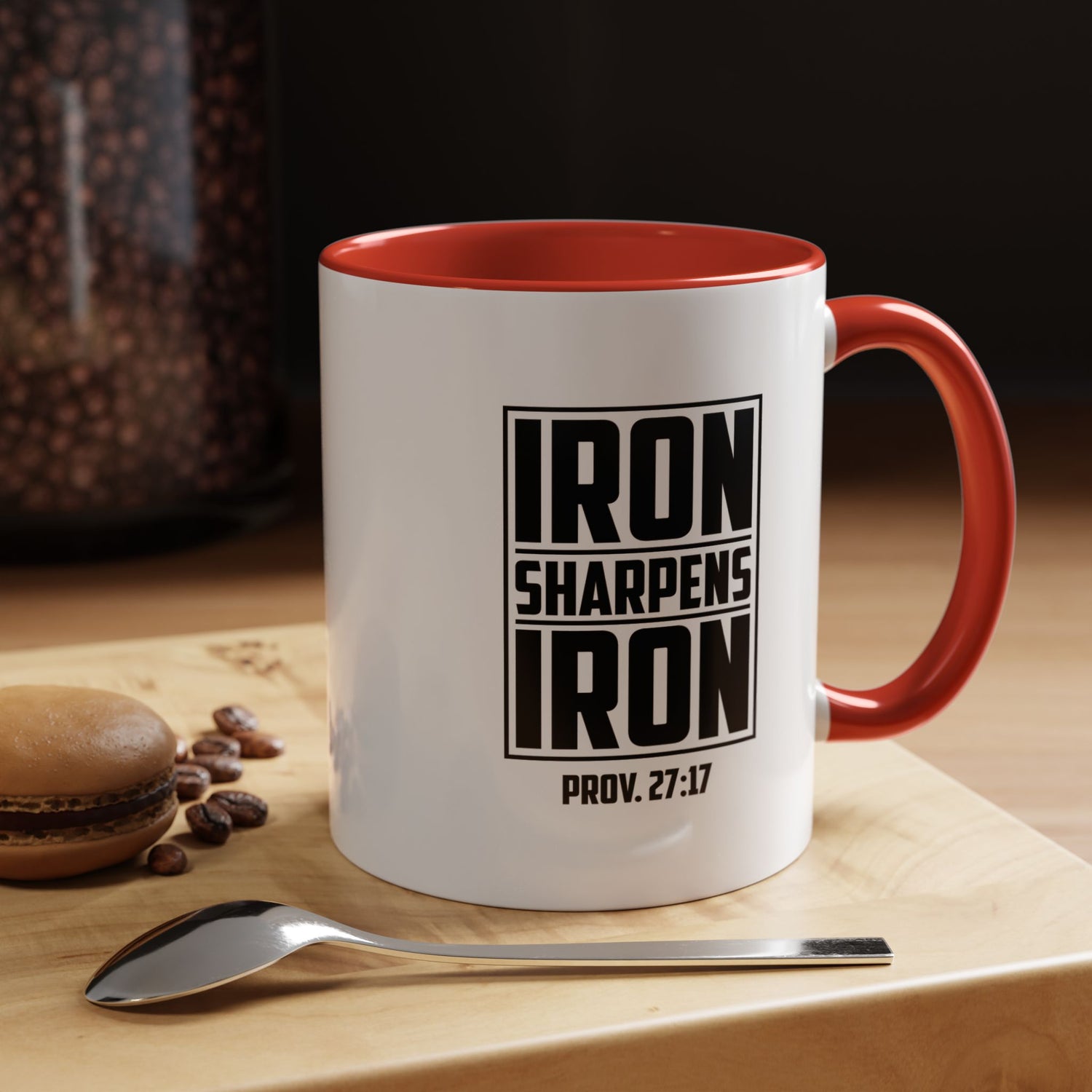 Iron Sharpens Iron Coffee Mug - Inspirational Gift for Friends, Motivational Mug, Proverbs 27:17, Home Office Coffee Cup, Encouragement Mug