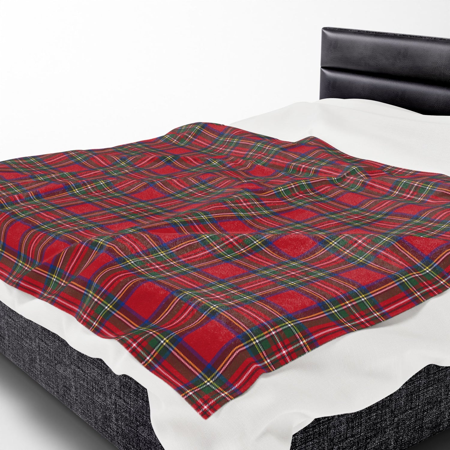 Cozy Plaid Velveteen Blanket Throw in Red Tartan Plaid