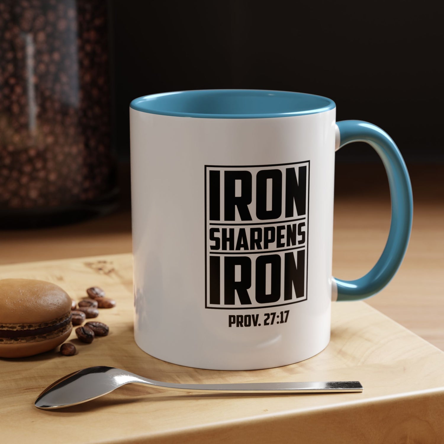 Iron Sharpens Iron Coffee Mug - Inspirational Gift for Friends, Motivational Mug, Proverbs 27:17, Home Office Coffee Cup, Encouragement Mug