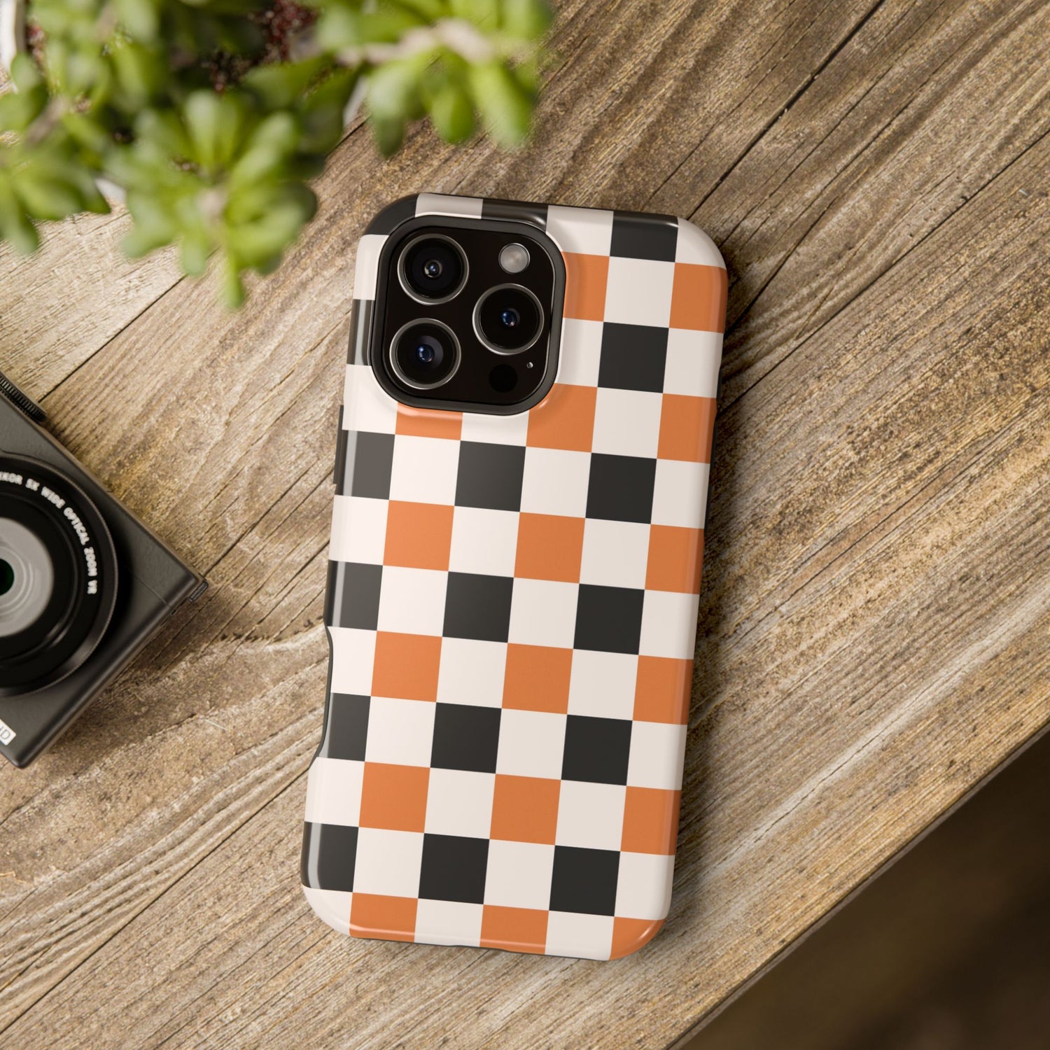 Trendy Halloween Checkerboard Phone Case | Impact-Resistant, iPhone, Samsung