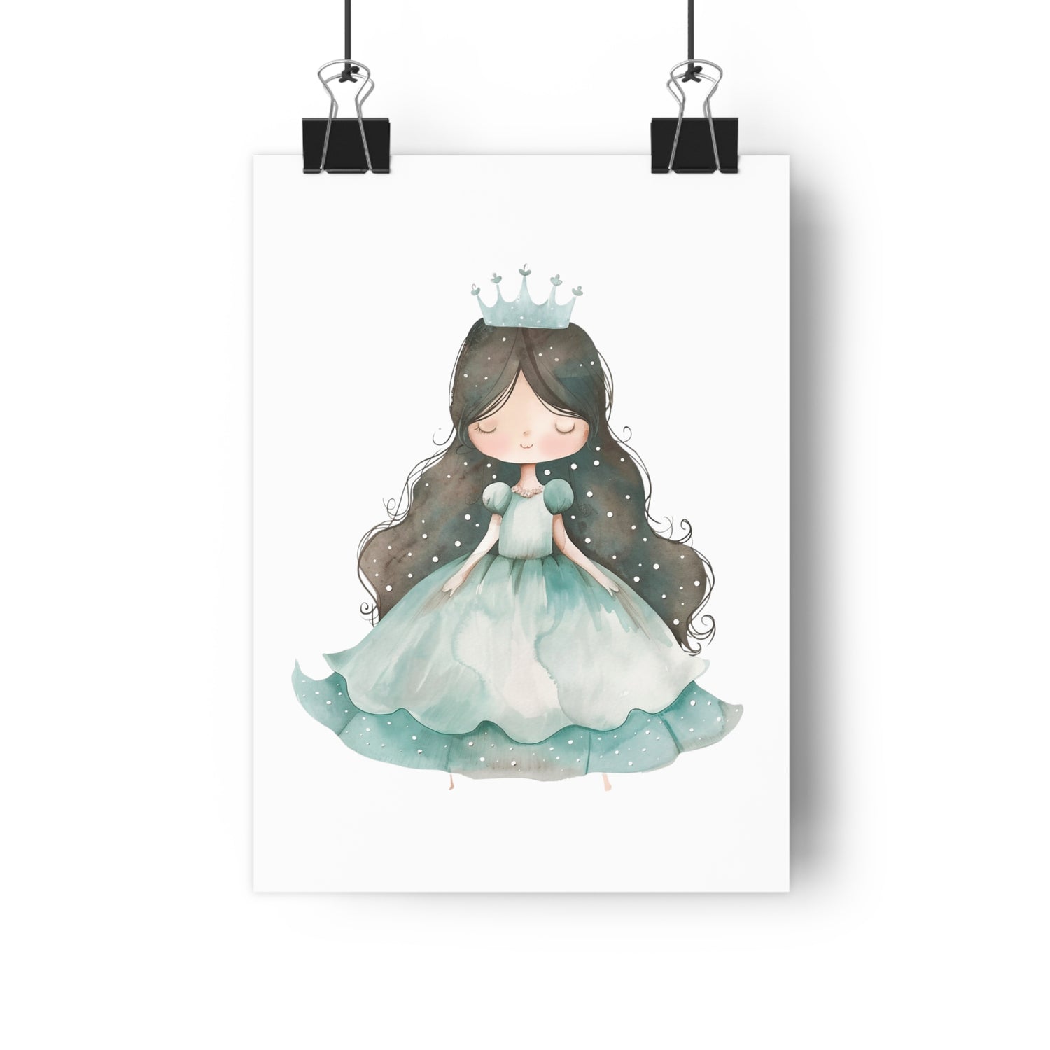 Giclée Art Print Watercolor Teal Princess 2