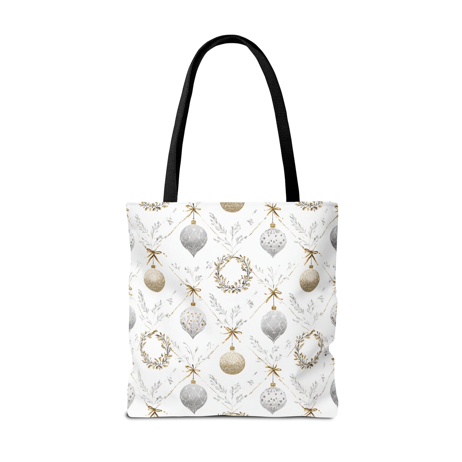 Elegant Christmas Tote Bag- Gold Silver Ornaments
