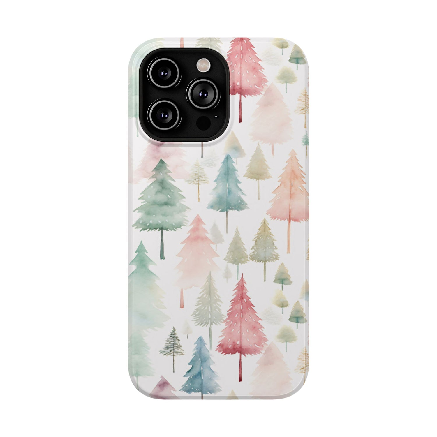 Watercolor Christmas Trees Impact-Resistant Phone Case, iPhone, Samsung