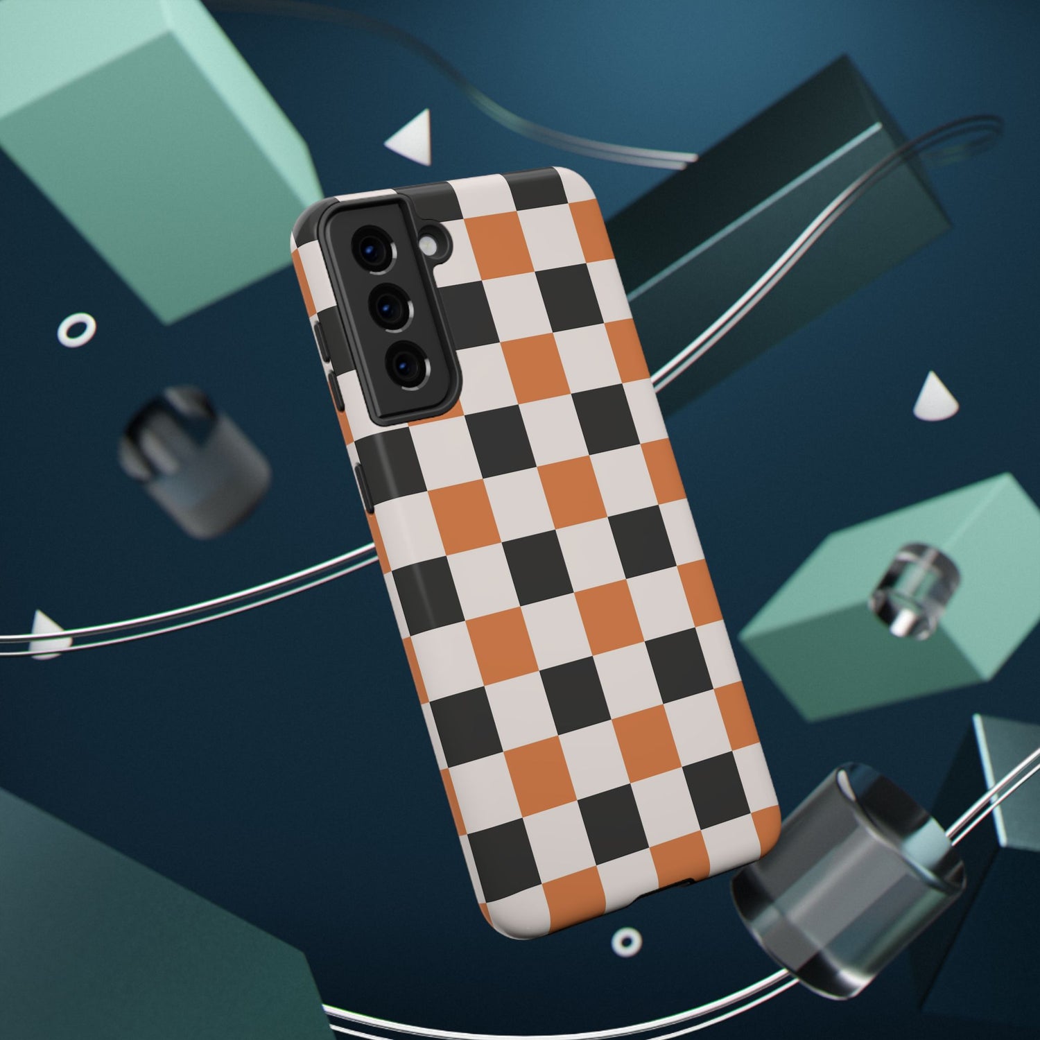 Trendy Halloween Checkerboard Phone Case | Impact-Resistant, iPhone, Samsung