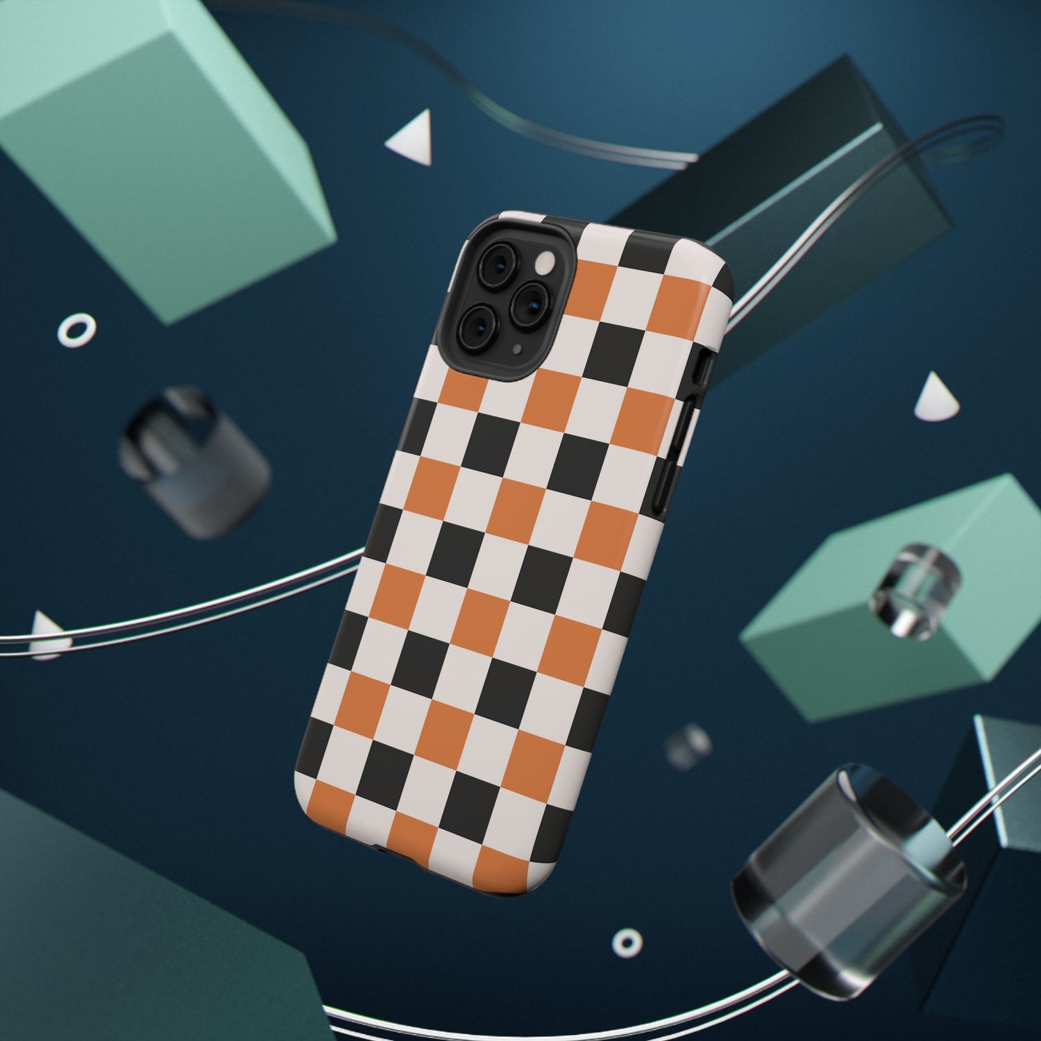 Trendy Halloween Checkerboard Phone Case | Impact-Resistant, iPhone, Samsung