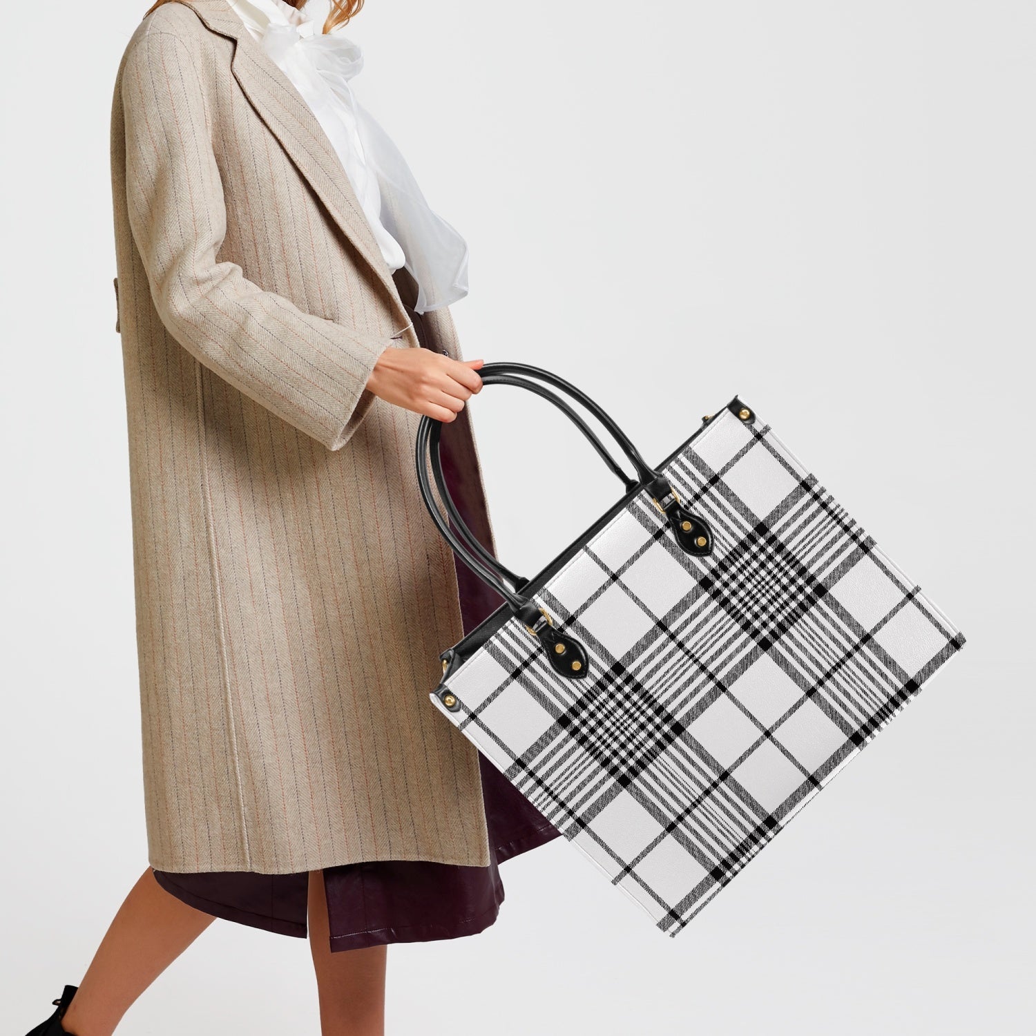 Elegant Classic Tote for Women Plaid