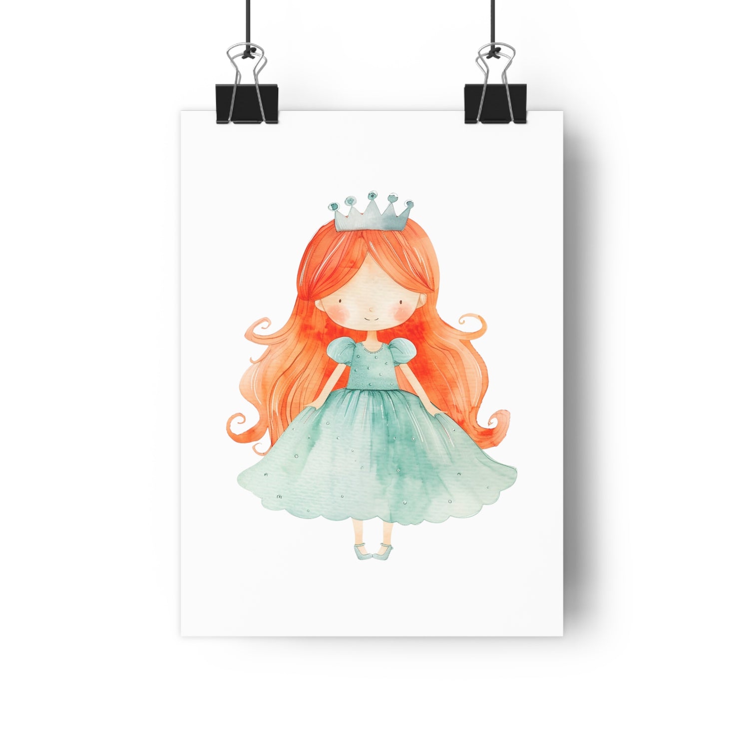 Giclée Art Print Watercolor Teal Princess 4