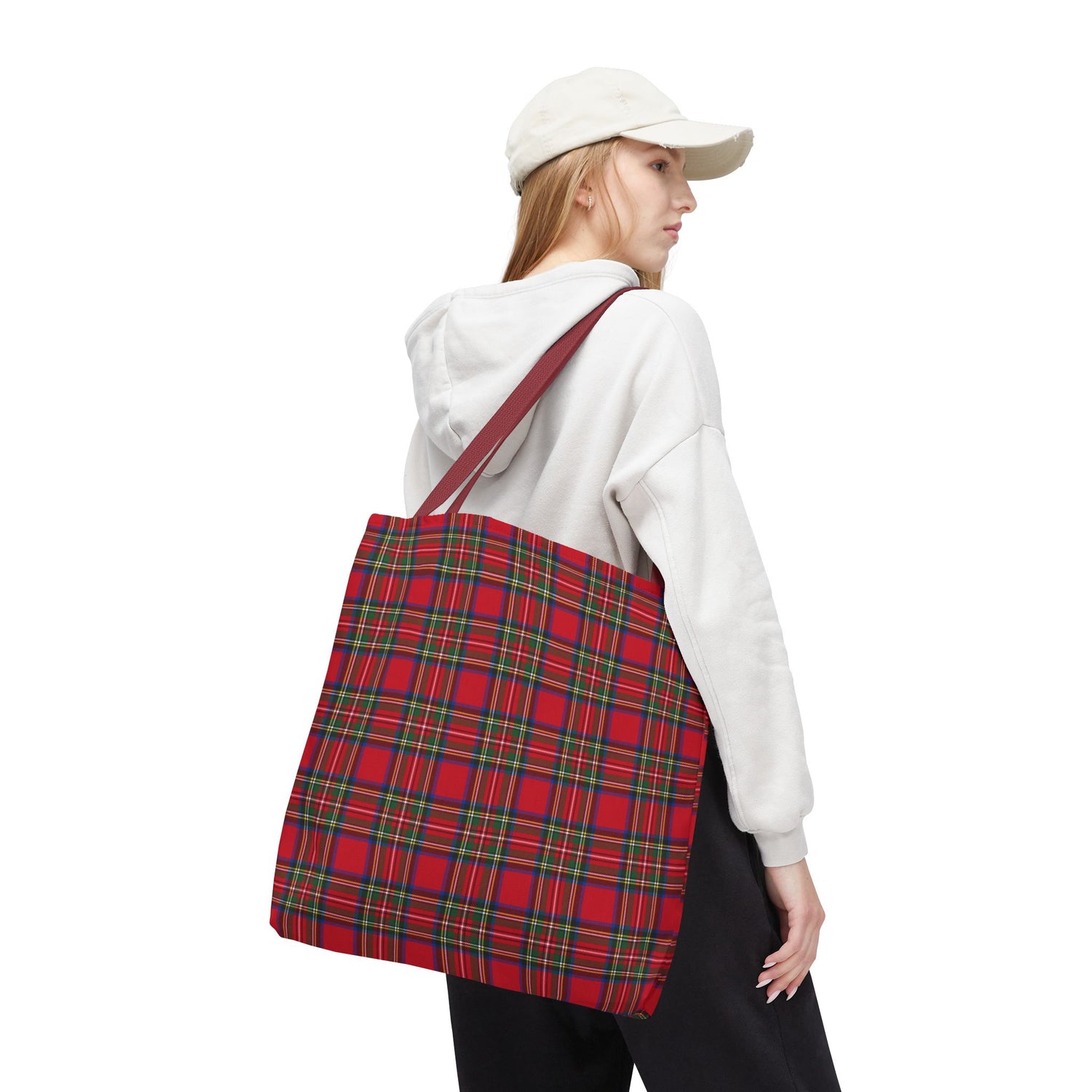 Red Christmas Plaid Tote Bag