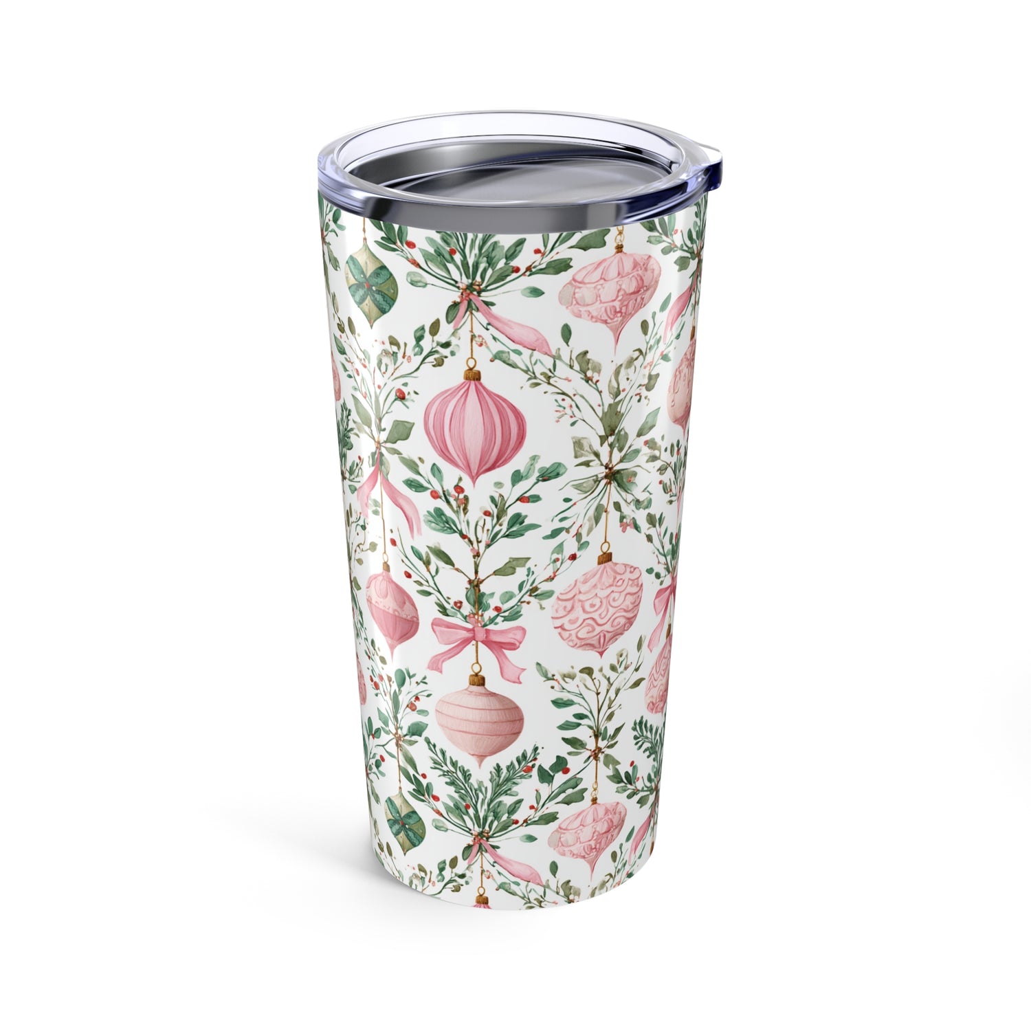 Festive Holiday Ornaments 20oz, Stainless Steel Tumbler