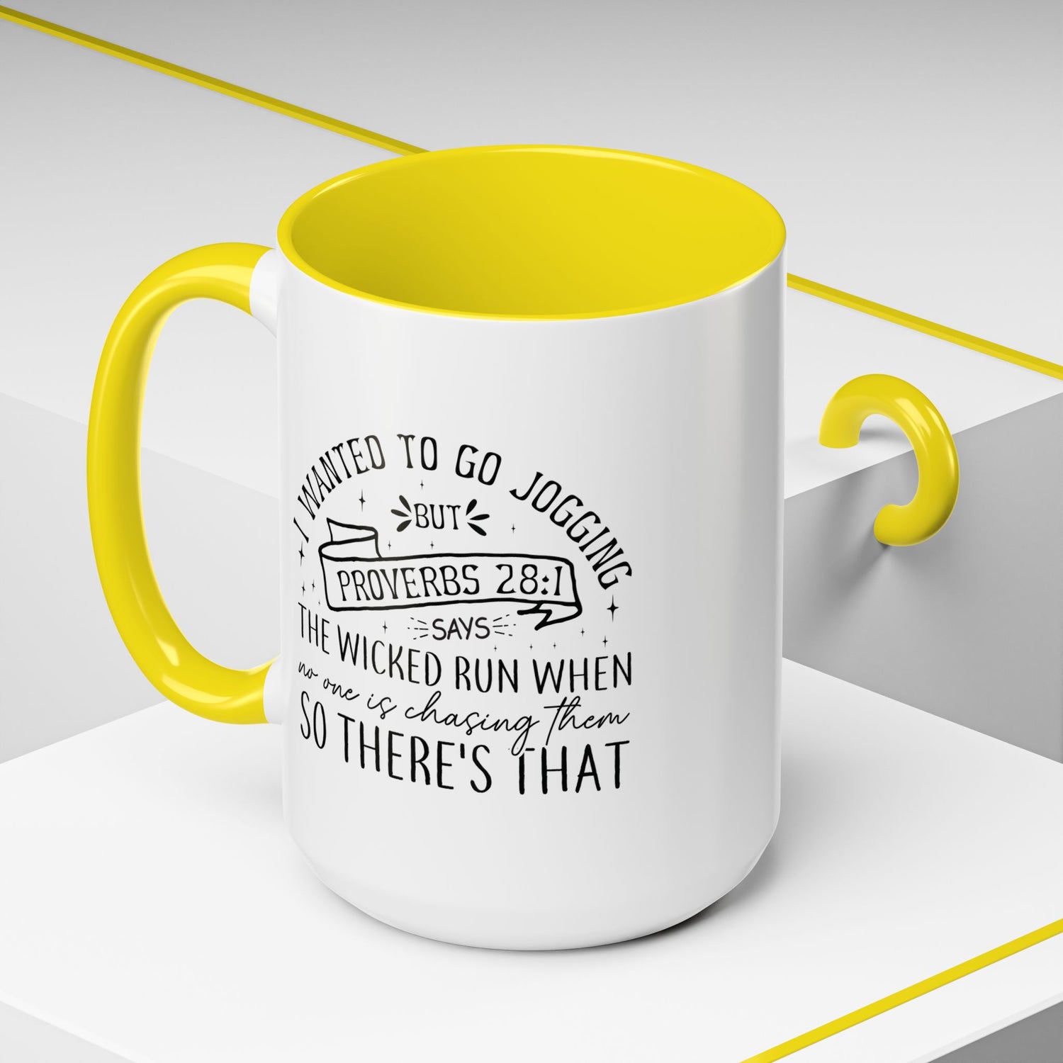 Inspirational Coffee Mug for Christian Joggers, Proverbs 28:1 Quote Mug, Funny Workout Gift, Motivational Drinkware, Exercise Humor