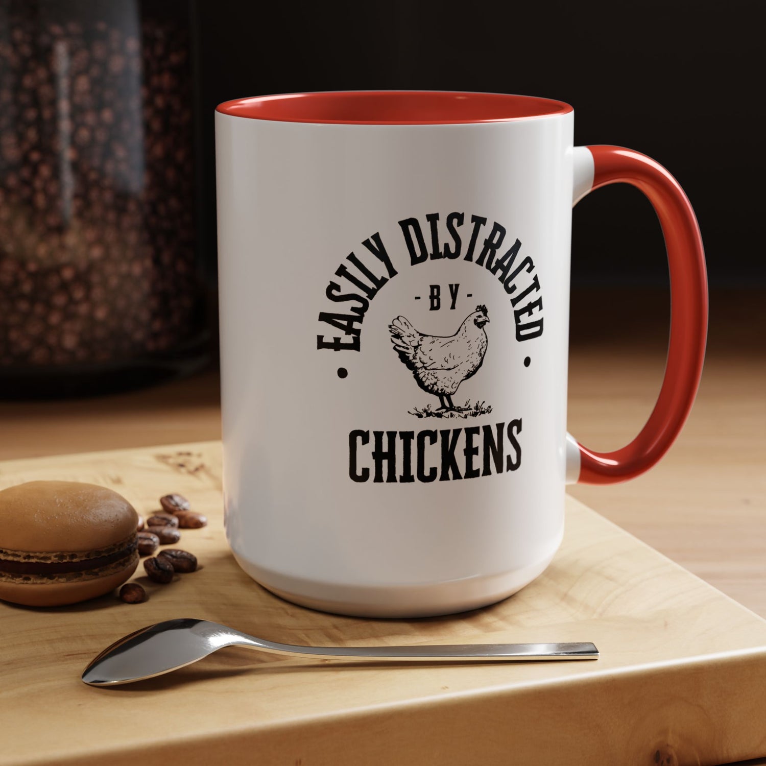Funny Mug/Chicken Lover/Funny Gift/Gifts under 20/Accent Coffee Mug, 11oz "Easily Distracted By Chickens"