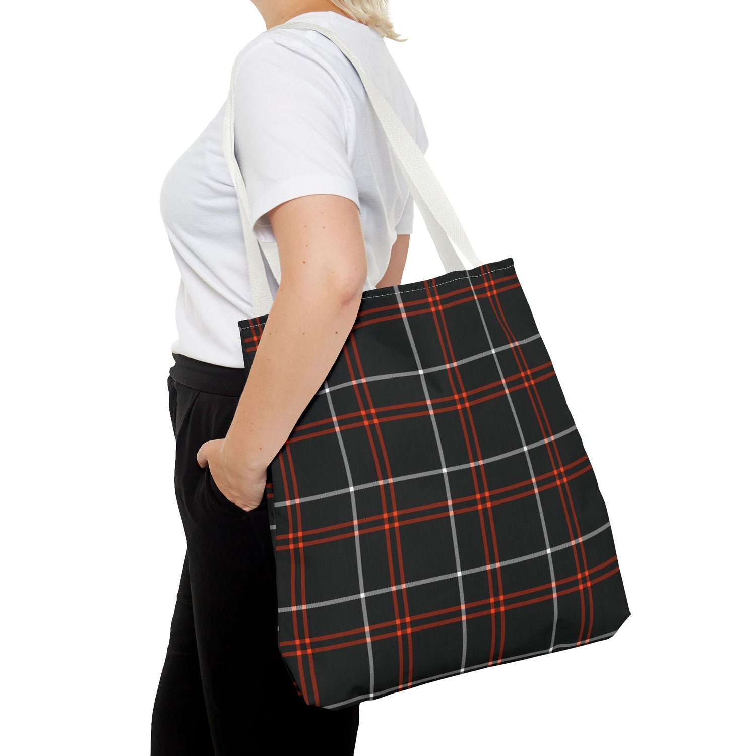 Tote Bag Fall Black Plaid