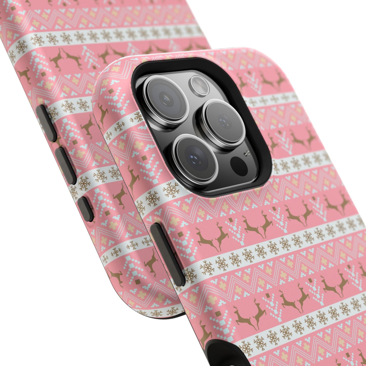 Pink Deer Antler Sweater Christmas Pattern Impact-Resistant Cases, iPhone, Samsung