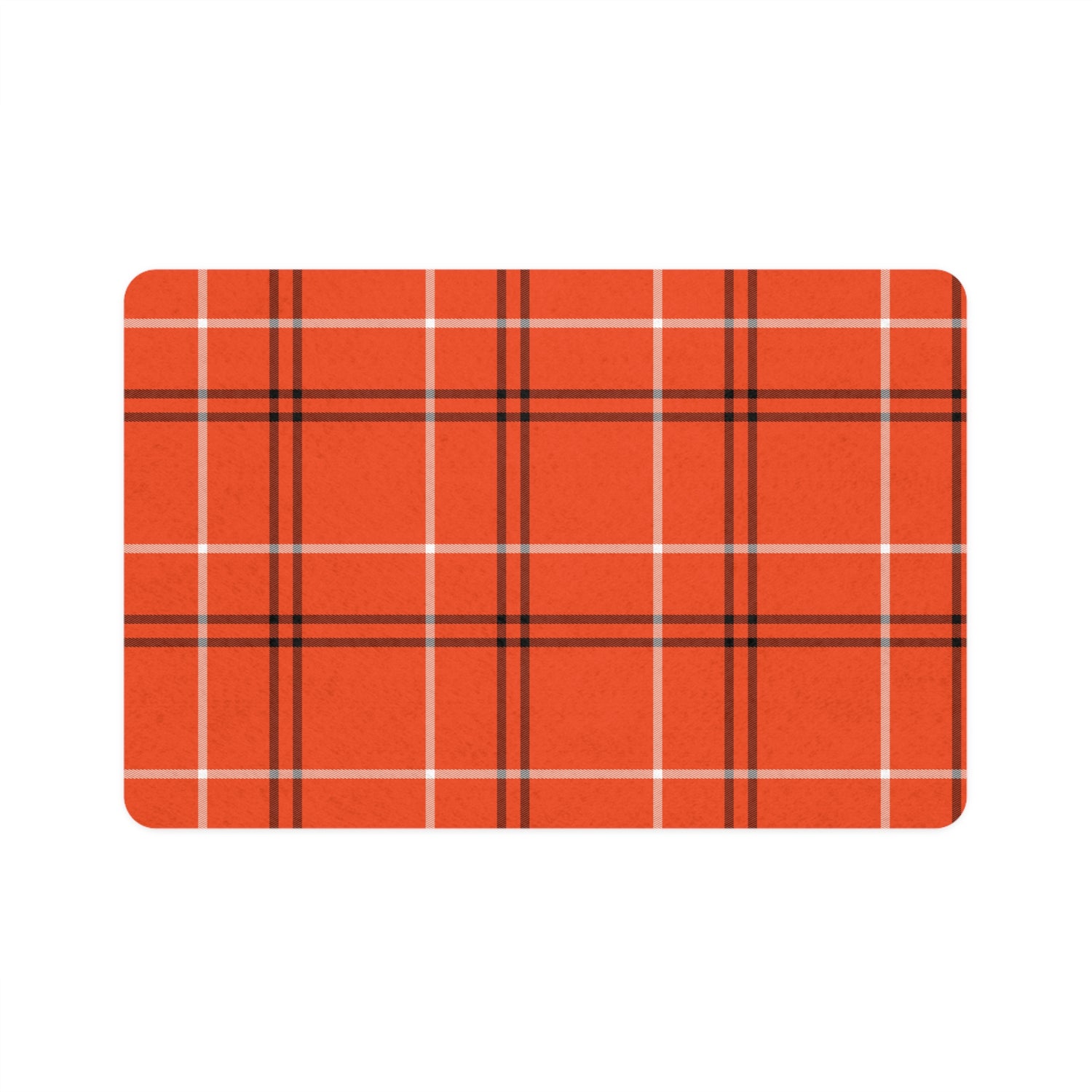 Pet Food Mat- Orange Halloween Tartan Plaid