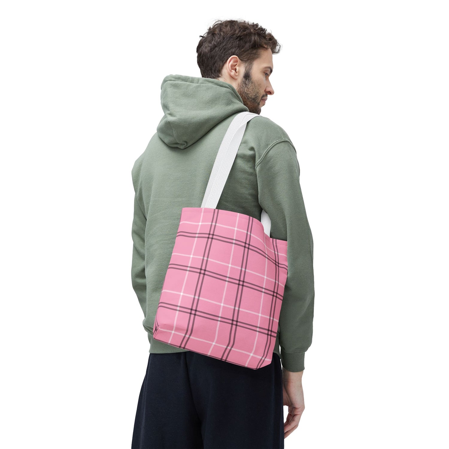Pink and Black Plaid Tote Bag