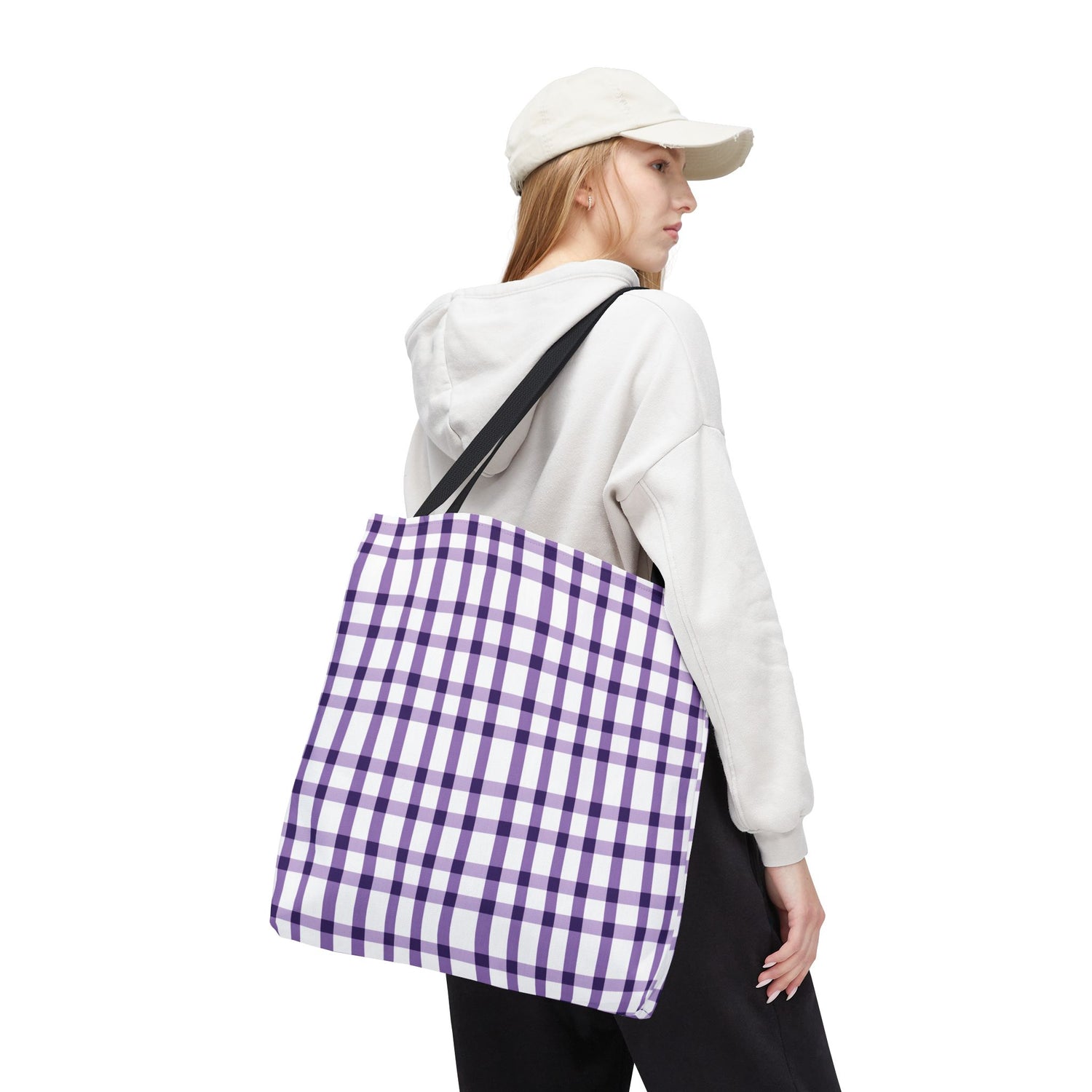 Purple Plaid Tote Bag