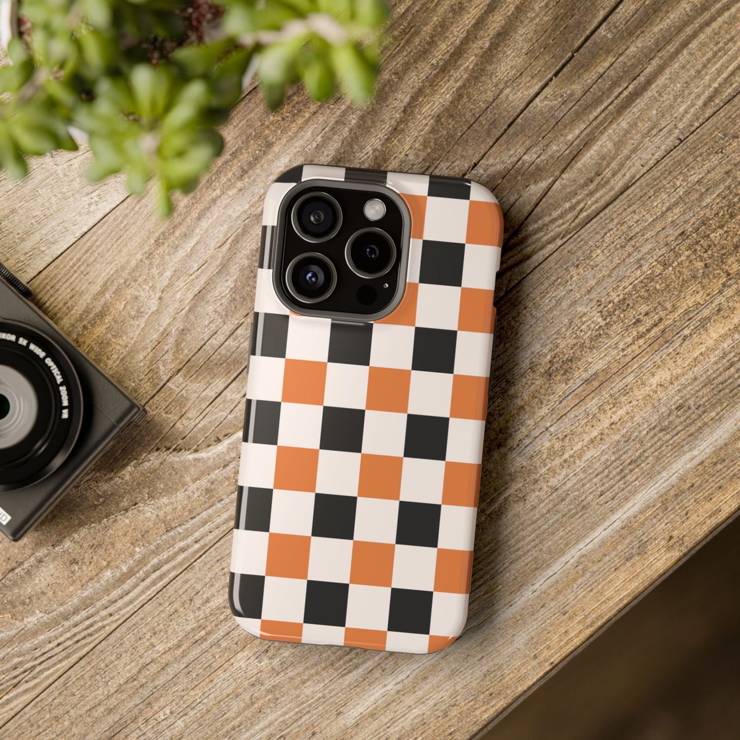 Trendy Halloween Checkerboard Phone Case | Impact-Resistant, iPhone, Samsung