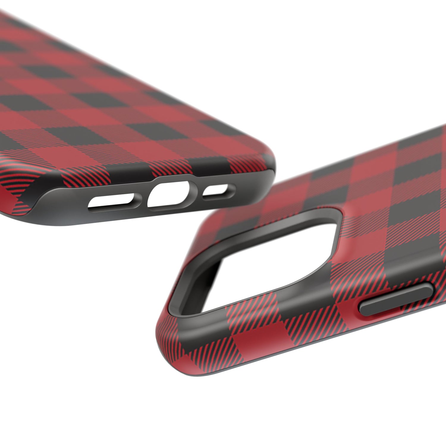 Impact-Resistant Phone Case-Red Black Buffalo Plaid, iPhone, Samsung