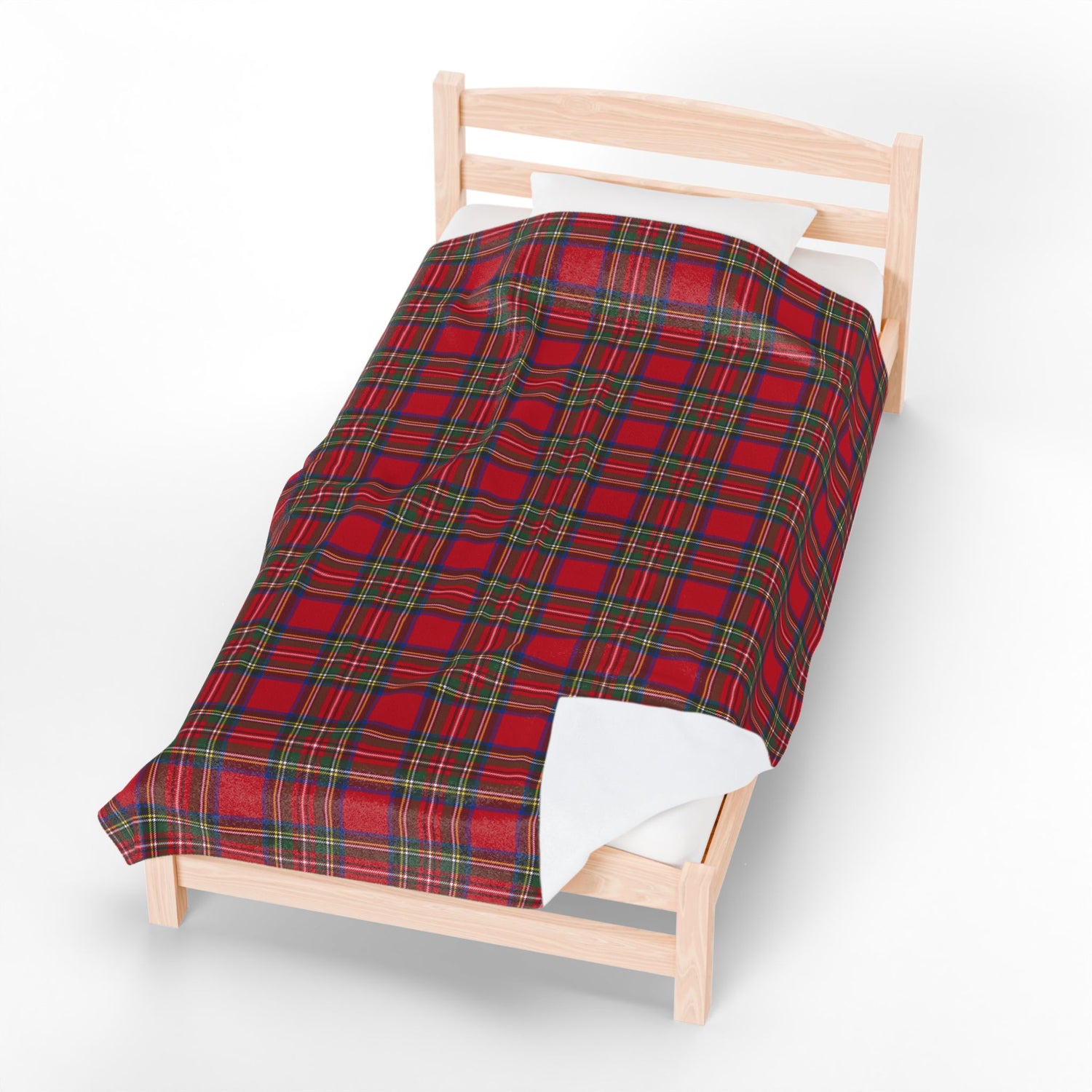 Cozy Plaid Velveteen Blanket Throw in Red Tartan Plaid