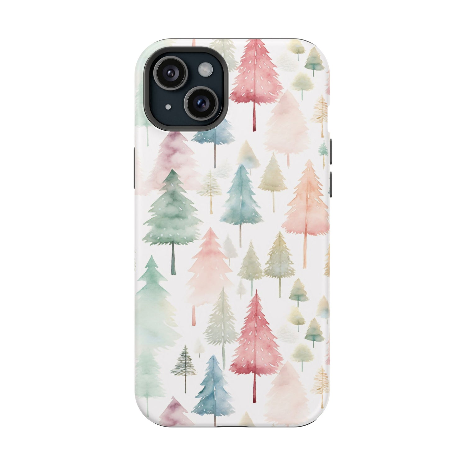 Watercolor Christmas Trees Impact-Resistant Phone Case, iPhone, Samsung