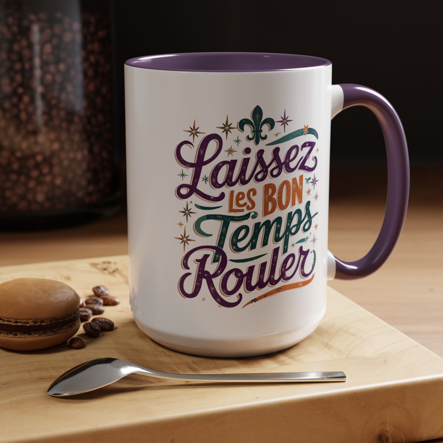 Vibrant Accent Coffee Mug - 'Laissez les Bon Temps Rouler', Perfect for Celebrations, Gifts, Coffee Lovers, Home Decor, and More