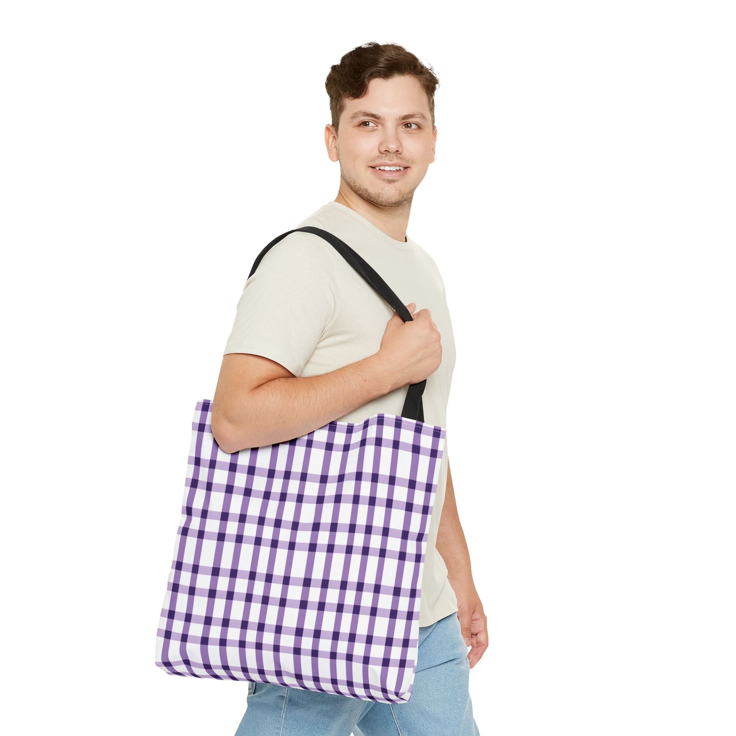 Purple Plaid Tote Bag