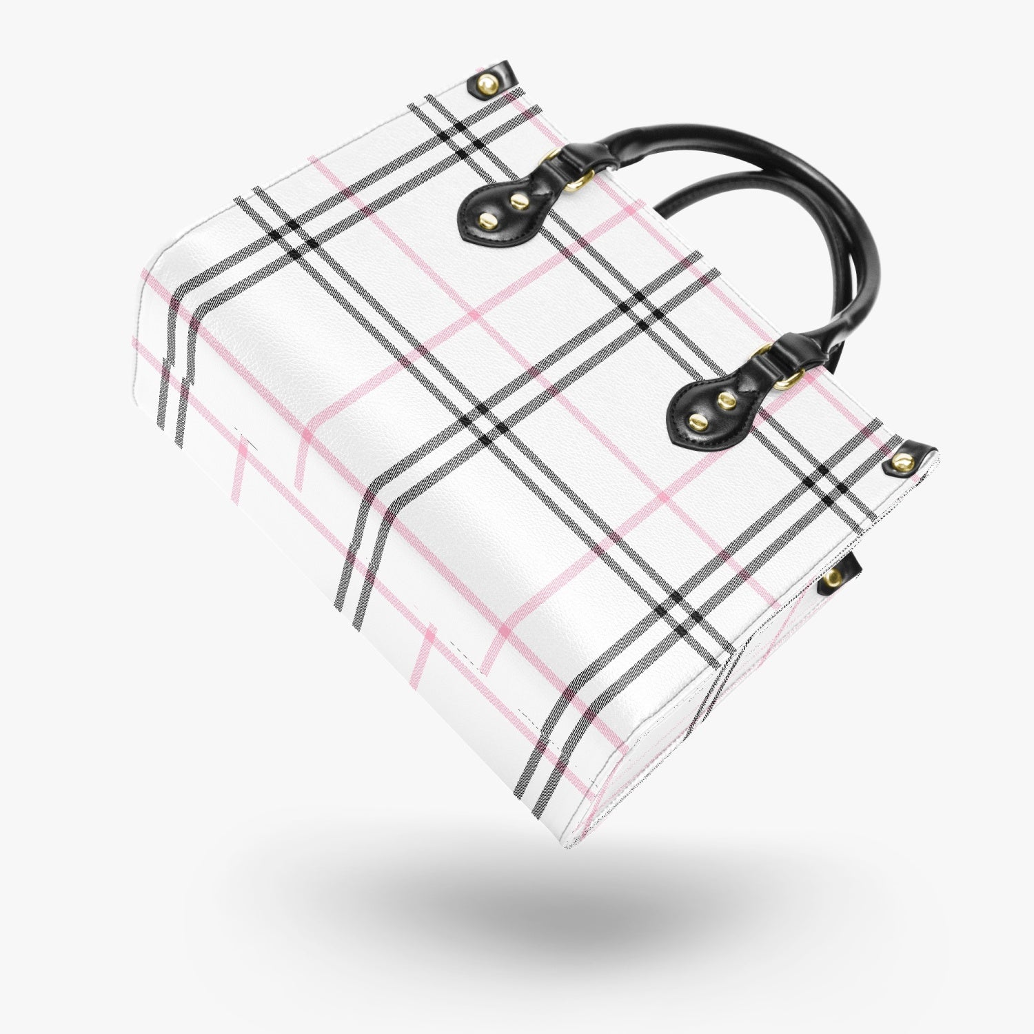 Elegant Classic Tote for Women Pink Plaid