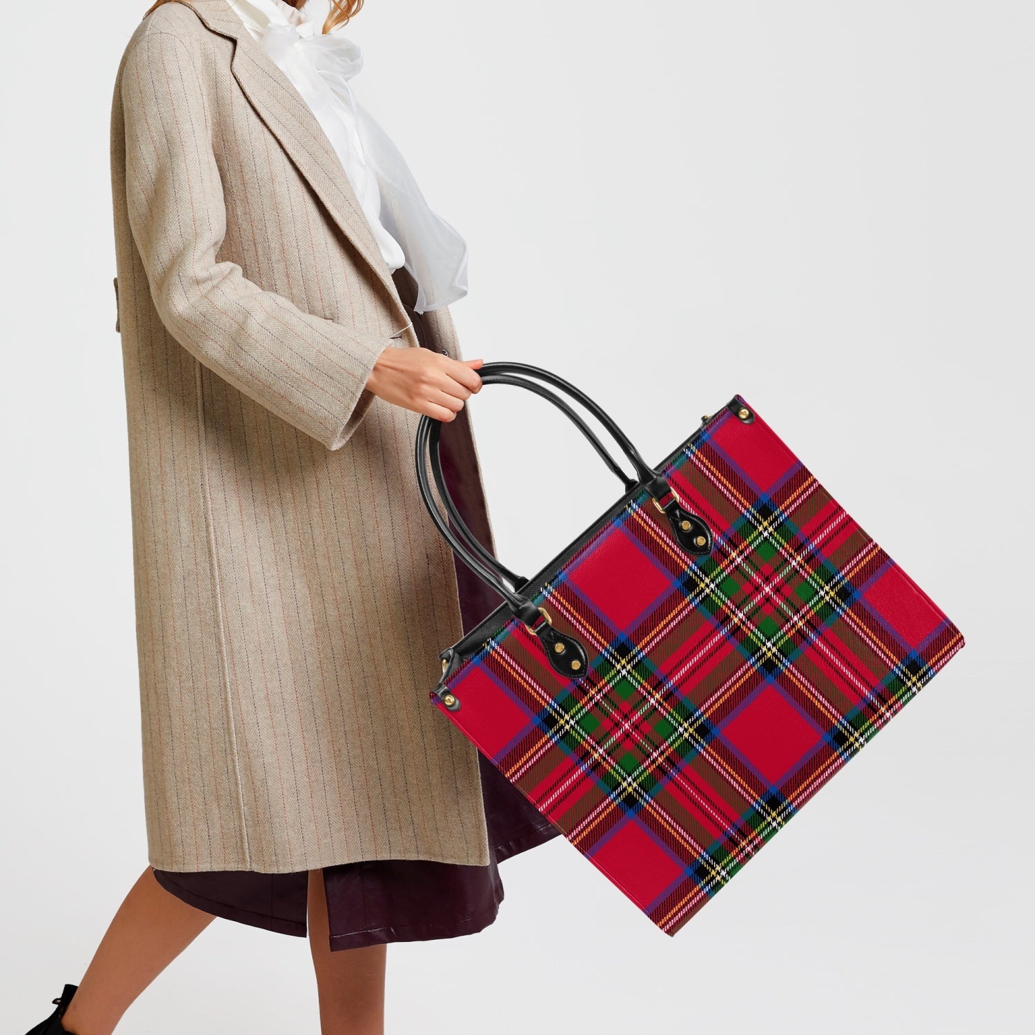 Elegant Classic Tote for Women Holiday Plaid
