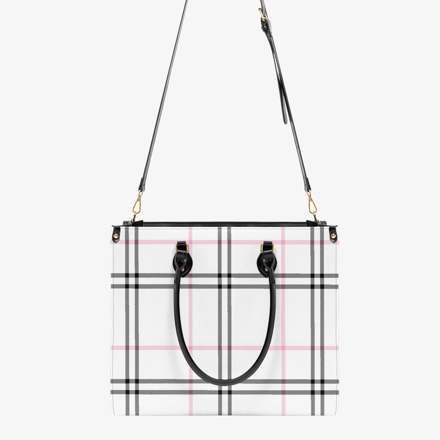 Elegant Classic Tote for Women Pink Plaid