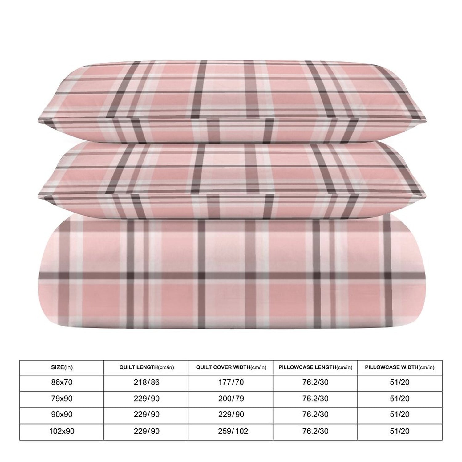 Chocolate Pink Plaid 3-Piece Reversible Duvet Cover Set – Twin
