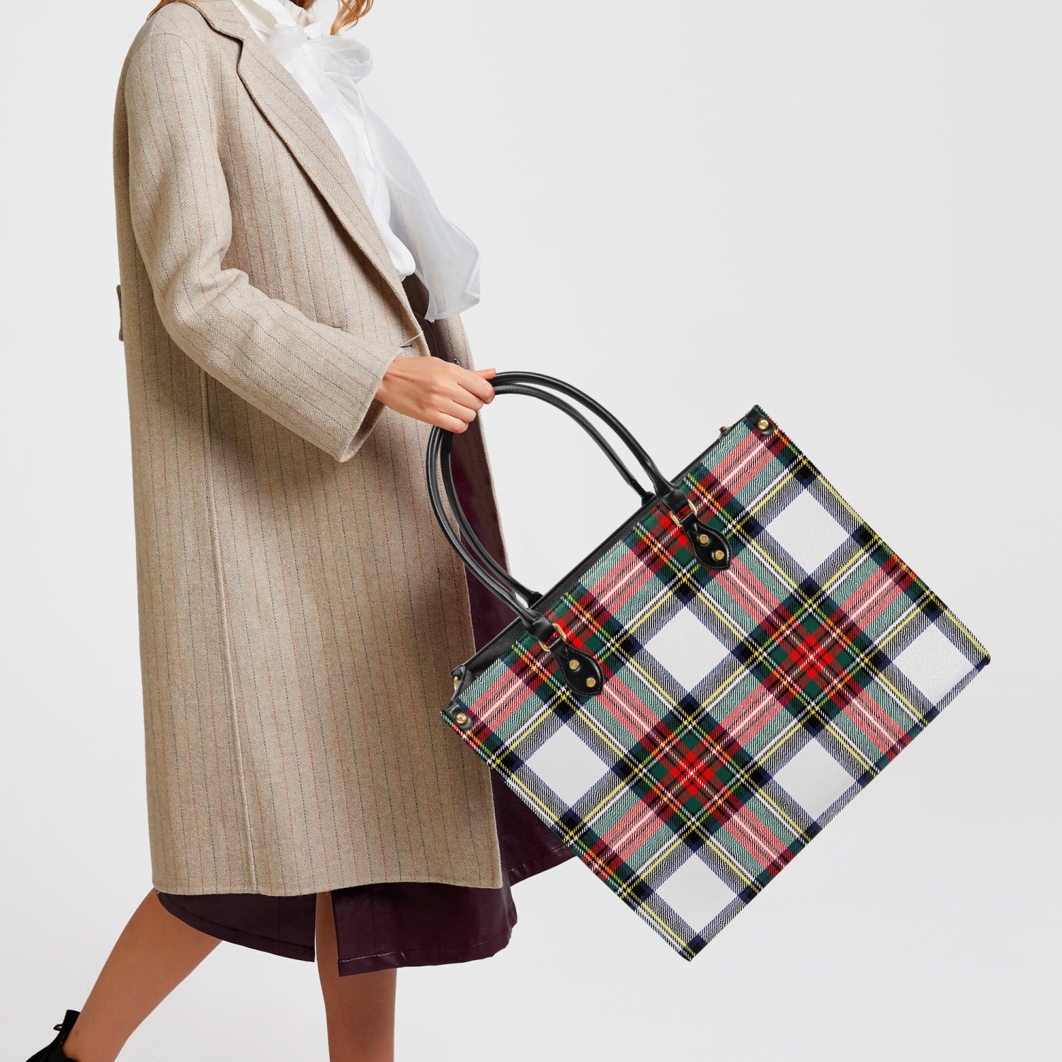 Elegant Classic Tote for Women Holiday Plaid